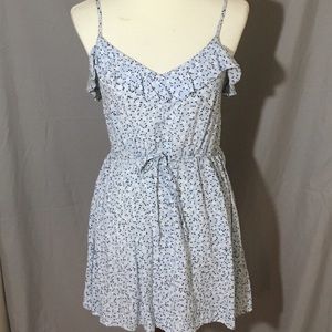 Divided Floral Blue white and black dress